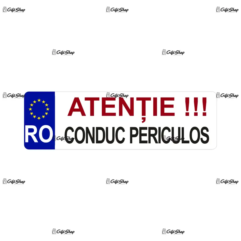 Atentie conduc periculos, indicator masina, dimensiune 500x100 mm